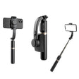 Suport Techsuit Selfie Stick (Q08), Anti-Shake Tripod with Bluetooth Remote Control, 360 Rotation, Aluminium Alloy, 75cm, Negru