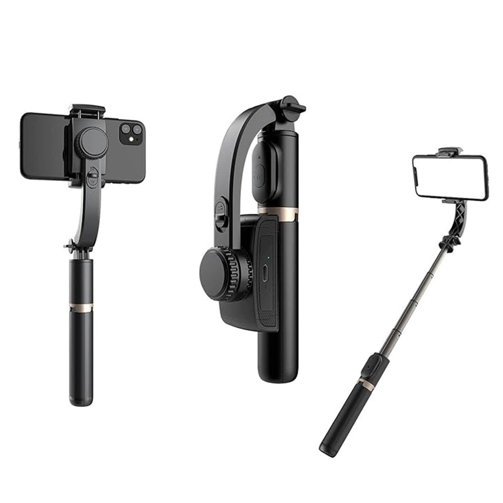 Suport Techsuit Selfie Stick (Q08), Anti-Shake Tripod with Bluetooth Remote Control, 360 Rotation, Aluminium Alloy, 75cm, Negru