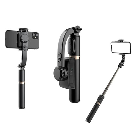 Suport Techsuit Selfie Stick (Q08), Anti-Shake Tripod with Bluetooth Remote Control, 360 Rotation, Aluminium Alloy, 75cm, Negru