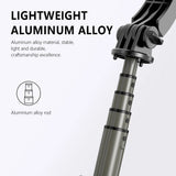 Suport Techsuit Selfie Stick (Q03s), Stable Tripod with Bluetooth Remote Control and Fill Light, Aluminium Alloy, 76cm, Negru