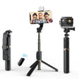 Suport Techsuit Selfie Stick (Q03s), Stable Tripod with Bluetooth Remote Control and Fill Light, Aluminium Alloy, 76cm, Negru