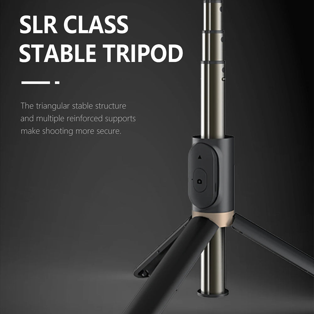 Suport Techsuit Selfie Stick (Q03s), Stable Tripod with Bluetooth Remote Control and Fill Light, Aluminium Alloy, 76cm, Negru