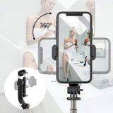 Suport Techsuit Selfie Stick (Q03), Stable Tripod with Bluetooth Remote Control, Aluminium Alloy, 360 Rotation, 74cm, Negru