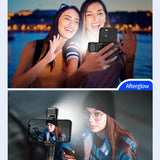 Suport Techsuit Selfie Stick (C01s), with Foldable Stable Tripod, Bluetooth Remote Control, Fill Light, 107cm, Negru