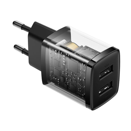 Incarcator Baseus (CCXJ010201), 2 x USB, 10.5W, 5V/ 2A, Polycarbonate, Negru