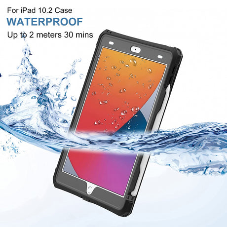 Husa de protectie tableta ShellBox Waterproof IP68 compatibil cu iPad 10.2" (2019 / 2020 / 2021), Negru