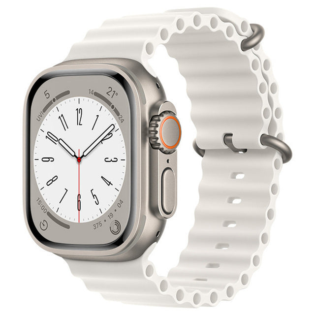 Curea smartwatch Techsuit Watchband (W038) compatibil cu Apple Watch 1/2/3/4/5/6/7/8/9/10/11/SE/SE 2/SE 3/Ultra/2/3 (42/44/45/46/49mm), Alb