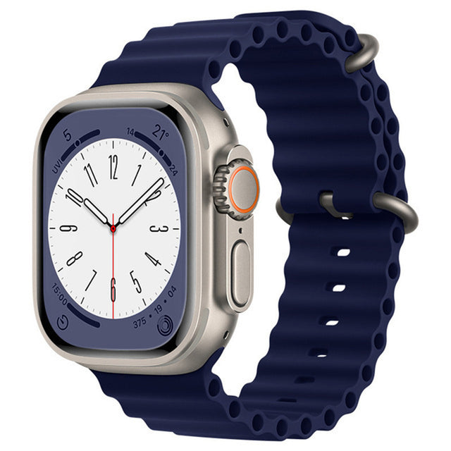 Curea smartwatch Techsuit Watchband (W038) compatibil cu Apple Watch 1/2/3/4/5/6/7/8/9/10/11/SE/SE 2/SE 3 (38/40/41/42mm), Albastru Inchis