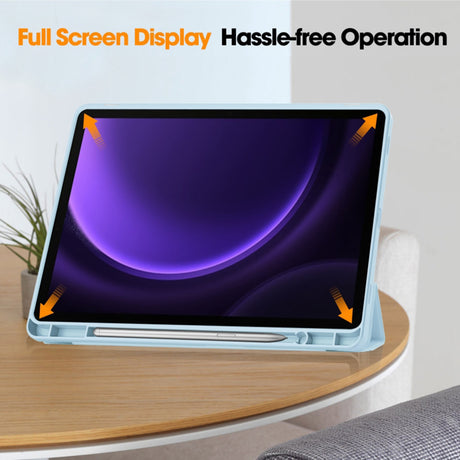 Husa de protectie tableta Techsuit Flex Trifold (with Pencil Holder) compatibil cu Samsung Galaxy Tab S9 / S9 FE / S10 FE, Albastru Cer