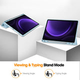 Husa de protectie tableta Techsuit Flex Trifold (with Pencil Holder) compatibil cu Samsung Galaxy Tab S9 / S9 FE / S10 FE, Albastru Cer