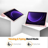Husa de protectie tableta Techsuit Flex Trifold (with Pencil Holder) compatibil cu Samsung Galaxy Tab S9 / S9 FE / S10 FE, Roz