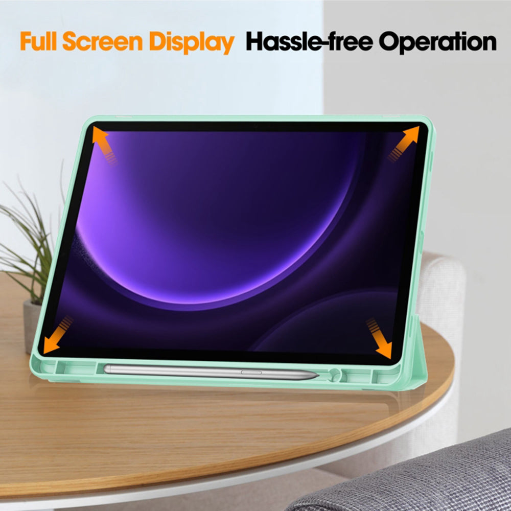 Husa de protectie tableta Techsuit Flex Trifold (with Pencil Holder) compatibil cu Samsung Galaxy Tab S9 / S9 FE / S10 FE, Matcha Green