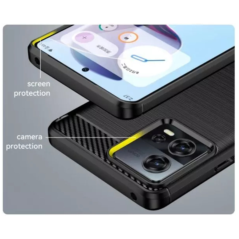 Techsuit Carbon Silicone fekete tok Motorola Edge 30 Fusion telefonhoz