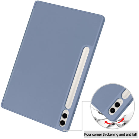 Husa de protectie tableta Techsuit Flex Trifold (with Pencil Holder) compatibil cu Samsung Galaxy Tab S9 Plus / S10 Plus / S9 FE Plus, Gri