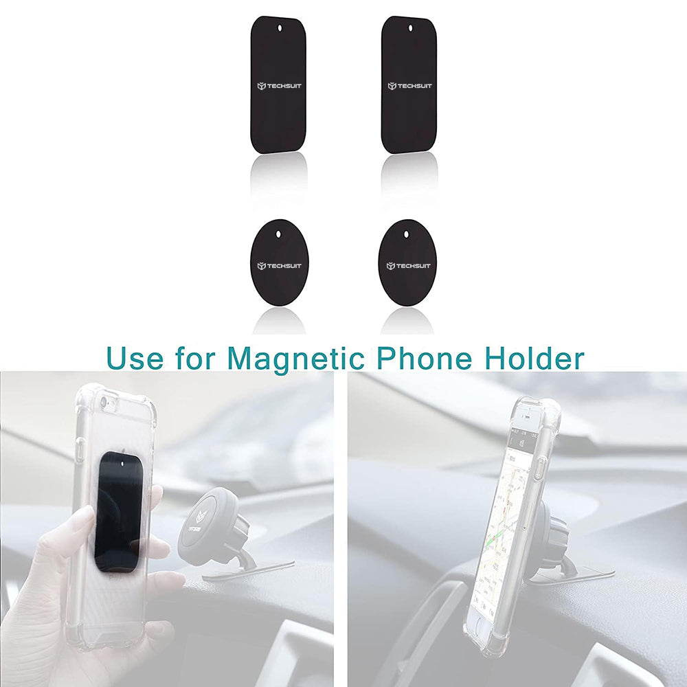 Suport Techsuit (set de 4) Metal Plate (MP04), with Matte Cover Paint, Multipurpose Use, with Strong 3M Adhesive, Negru