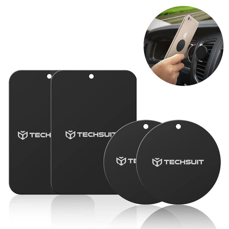 Suport Techsuit (set de 4) Metal Plate (MP04), with Matte Cover Paint, Multipurpose Use, with Strong 3M Adhesive, Negru