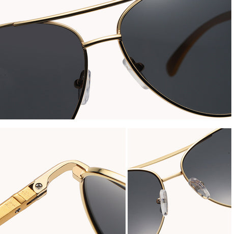 Techsuit Sunglasses Polarized (2150), for Men, with UV Protection, Metal Frame, Auriu / Black Gray