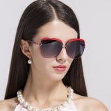 Techsuit Sunglasses Polarized (8702), for Women with UV Protection, Metal Frame, Rosu