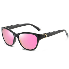 Techsuit Sunglasses Polarized (A572), for Women with UV Protection, PC, Negru / Pink Mirror