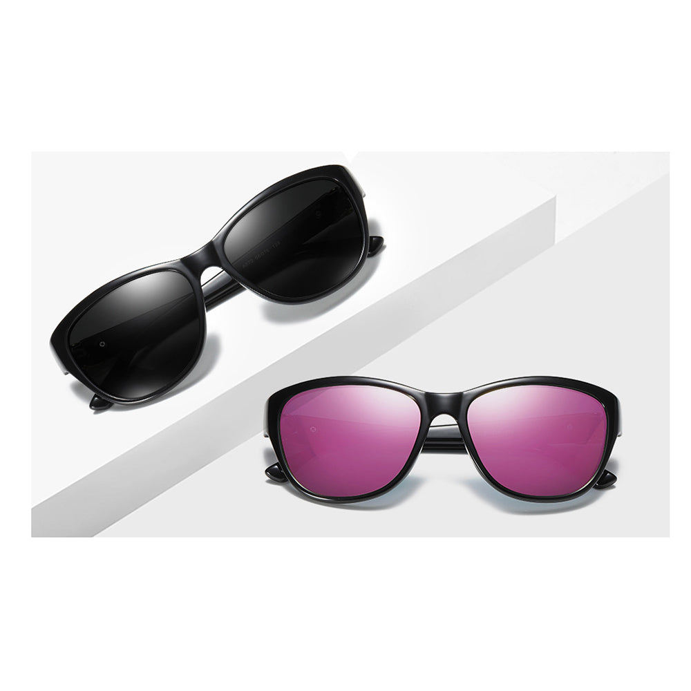 Techsuit Sunglasses Polarized (A572), for Women with UV Protection, PC, Negru / Pink Mirror