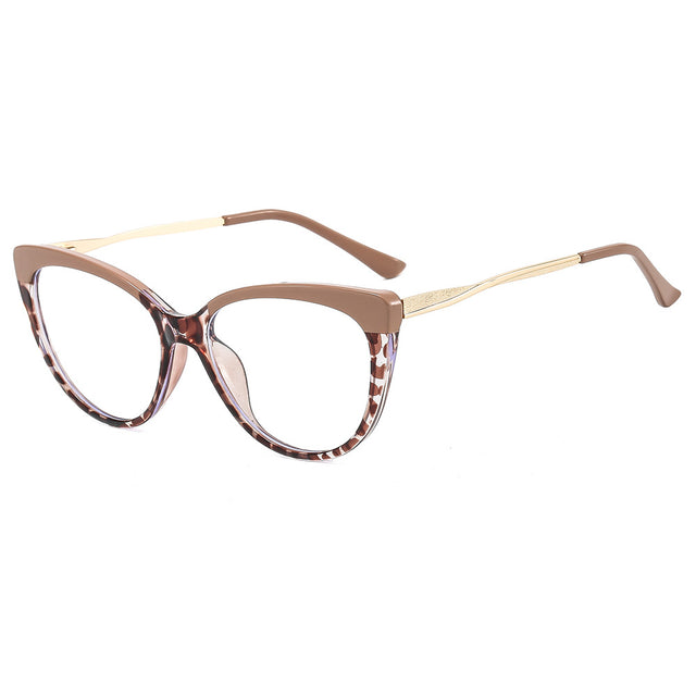 Techsuit Anti-Blue Light Glasses Reflex Metal (F5018-C42), Cat Eye, Nude Leopard