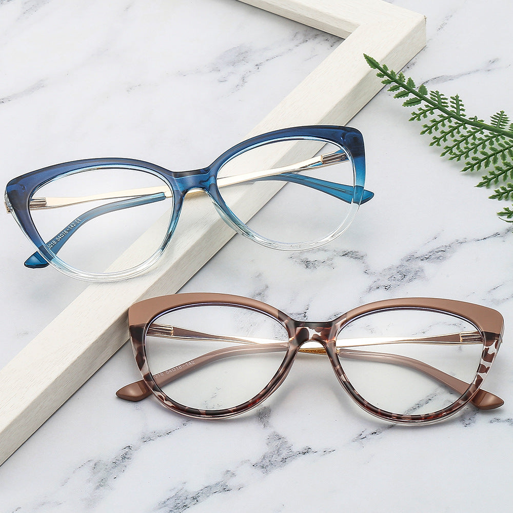 Techsuit Anti-Blue Light Glasses Reflex Metal (F5018-C42), Cat Eye, Nude Leopard