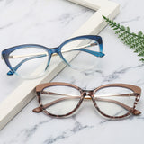Techsuit Anti-Blue Light Glasses Reflex Metal (F5018-C42), Cat Eye, Nude Leopard