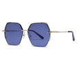 Techsuit Sunglasses (8561), for Women with Metal Frame and Nylon Lens, Hexagonal, Argintiu / Blue