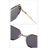 Techsuit Sunglasses (8561), for Women with Metal Frame and Nylon Lens, Hexagonal, Argintiu / Blue