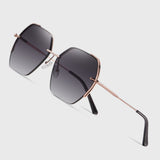 Techsuit Sunglasses (8561), for Women with Metal Frame and Nylon Lens, Hexagonal, Argintiu / Blue