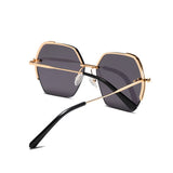Techsuit Sunglasses (8561), for Women with Metal Frame and Nylon Lens, Hexagonal, Roz Auriu / Gradient Gray
