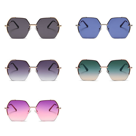 Techsuit Sunglasses (8561), for Women with Metal Frame and Nylon Lens, Hexagonal, Roz Auriu / Purple / Red