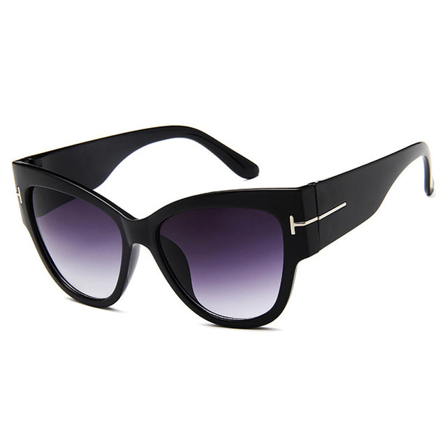 Techsuit Sunglasses (9778), for Women with PC Frame and Lens, Cat Eye, Negru / Gradient Gray
