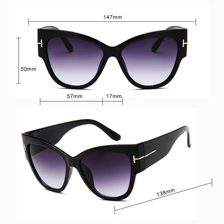 Techsuit Sunglasses (9778), for Women with PC Frame and Lens, Cat Eye, Negru / Gradient Gray