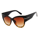 Techsuit Sunglasses (9778), for Women with PC Frame and Lens, Cat Eye, Negru / Leopard / Brown