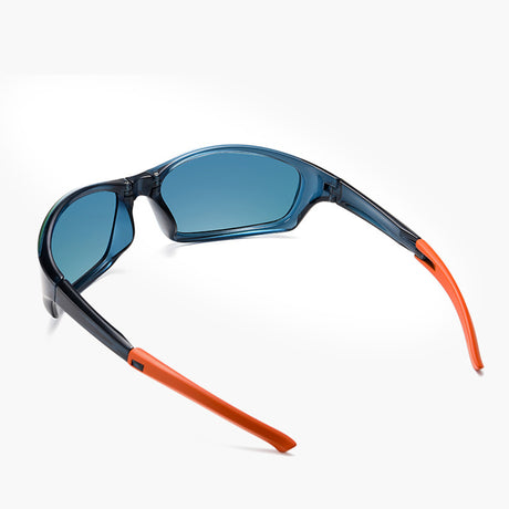 Techsuit Bike Glasses (24101), for Cycling and Sport Outdoor Activities, Polarized, Unisex, Gun / Albastru
