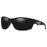 Techsuit Bike Glasses (201910), for Cycling and Sport Outdoor Activities, Polarized, Rectangular, Unisex, Negru