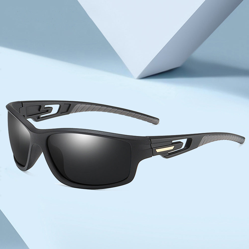 Techsuit Bike Glasses (201910), for Cycling and Sport Outdoor Activities, Polarized, Rectangular, Unisex, Negru