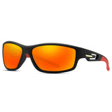Techsuit Bike Glasses (201910), for Cycling and Sport Outdoor Activities, Polarized, Rectangular, Unisex, Negru / Red