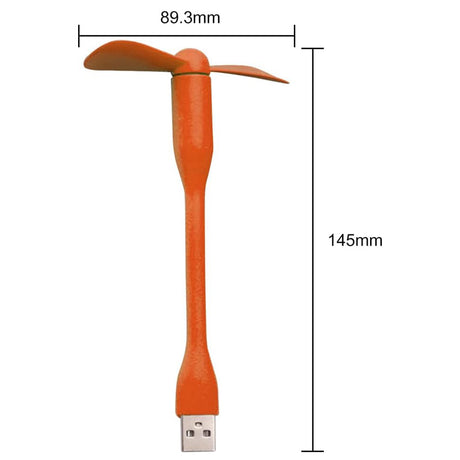 Techsuit Mini USB Fan (TUF1), Portable, Flexible, Bendable, 5V, Portocaliu