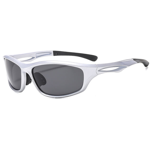 Techsuit Bike Glasses (9309), for Cycling and Sport Outdoor Activities, Polarized, PC Frame, Unisex, Argintiu / Gray
