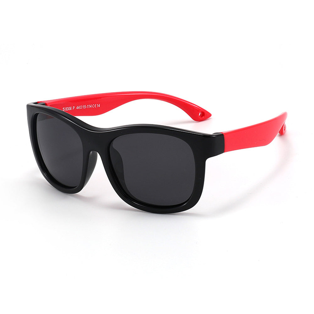 Techsuit Sunglasses Polarised (8306-C14), for Babies, Square Shape, with Strap, Negru / Red