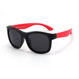 Techsuit Sunglasses Polarised (8306-C14), for Babies, Square Shape, with Strap, Negru / Red