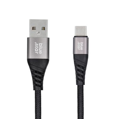 BLUE STAR cablu împletit 3A 20W USB A la Type C PD QC4.0 TFK-DC-003 1,2 m negru