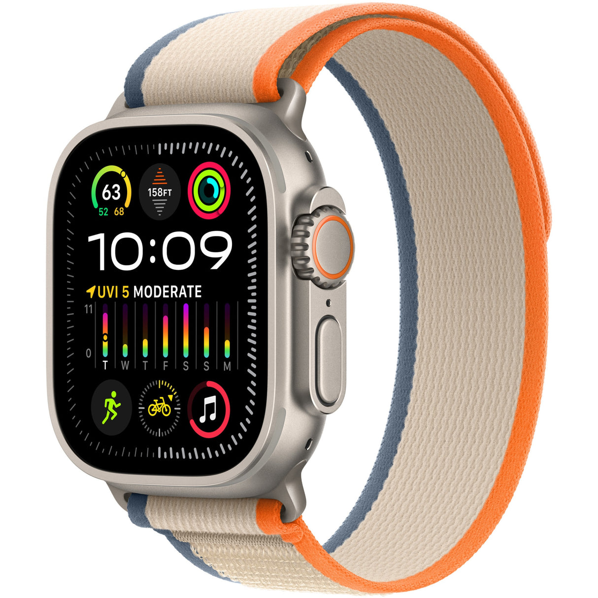 Apple Watch Ultra 2, GPS, Cellular, Carcasa Titanium 49mm, Orange/Beige Trail Loop - M/L - NotebookGsm