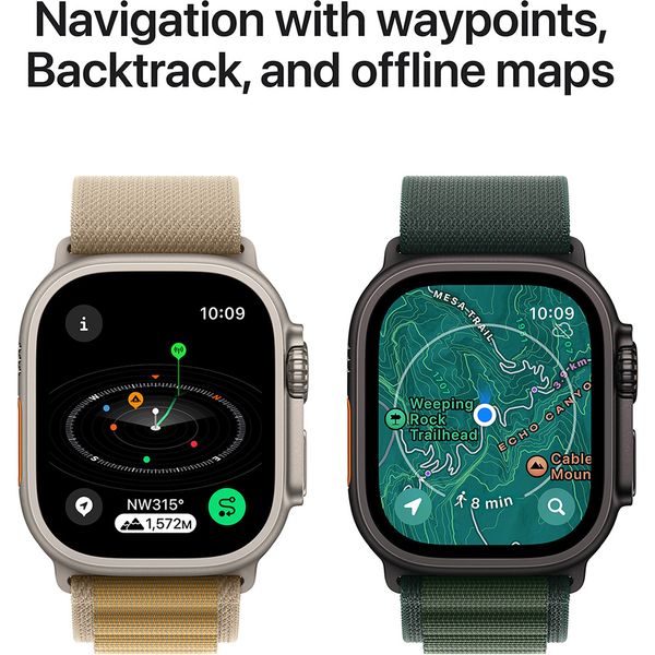 Apple Watch Ultra 2, GPS, Cellular, Carcasa Natural Titanium 49mm, Blue Trail Loop - M/L