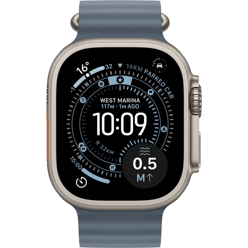 Apple Watch Ultra 3, GPS, Cellular, Carcasa Natural Titanium 49mm, Ancor Blue Ocean Band