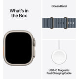 Apple Watch Ultra 3, GPS, Cellular, Carcasa Natural Titanium 49mm, Ancor Blue Ocean Band