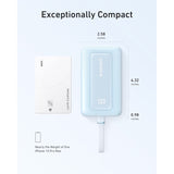 Baterie Externa Anker Zolo, 10000mAh, 30W, QC + PD, 1 x USB-A - 2 x USB-C, Albastra A1688031
