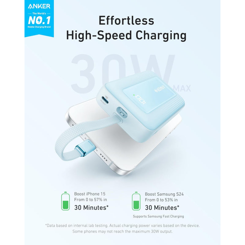 Baterie Externa Anker Zolo, 10000mAh, 30W, QC + PD, 1 x USB-A - 2 x USB-C, Albastra A1688031